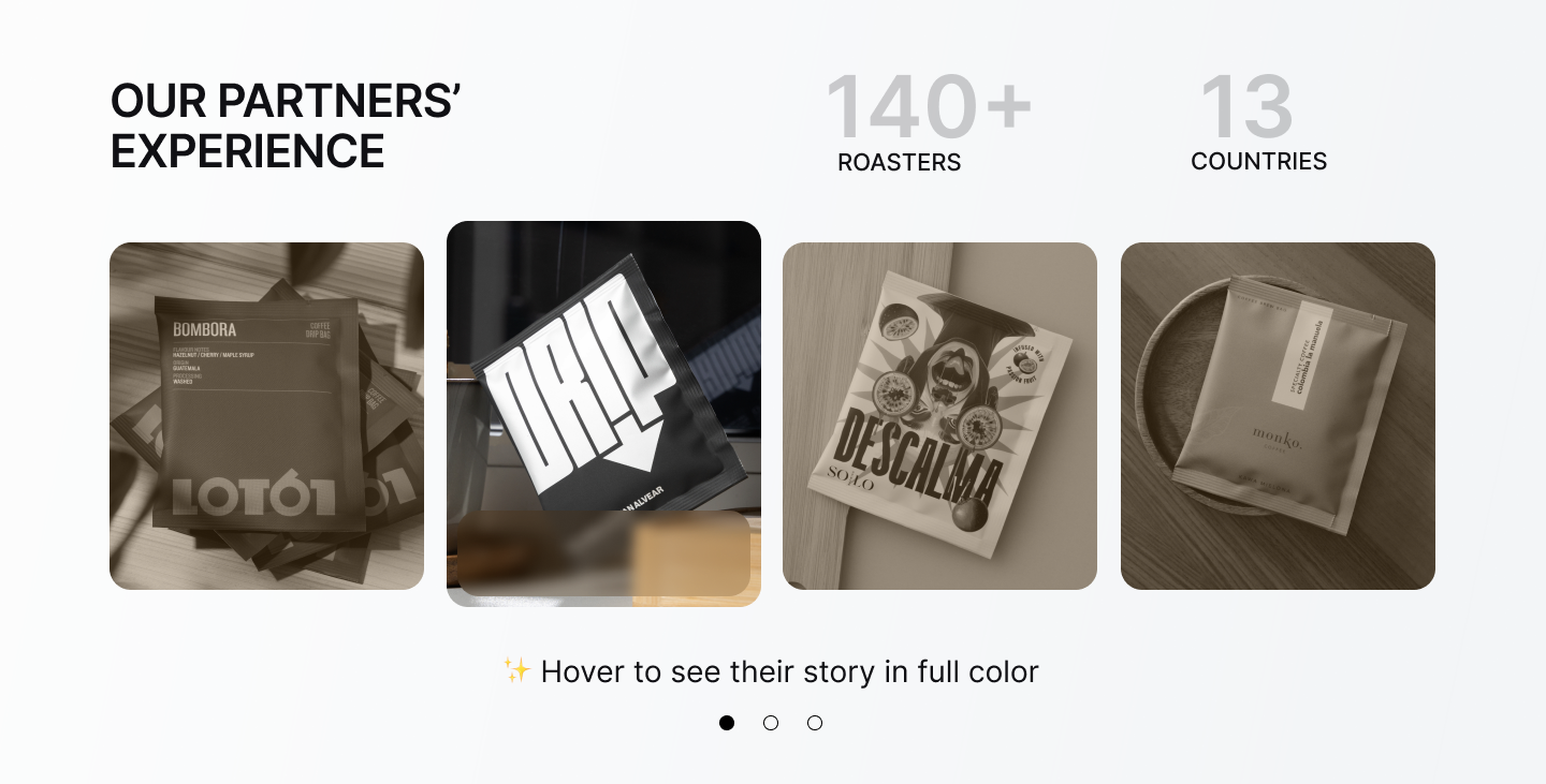 Our partners’ experience — 140+ roasters in 13 countries